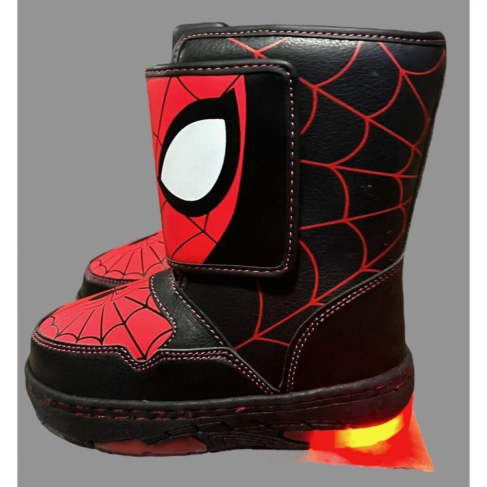 Marvel Spider-Man Boots Toddler Size 6 Light Up Snow Winter Red Black Boys